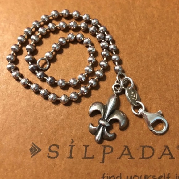 Silpada Fleur-de-lis Sterling Silver Ankle Bracelet A2642 - Picture 6 of 16